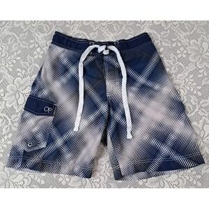 OP Swim‎ Trunks Men's Sz Small Board Shorts Lined Blue Allover Geometric Pattern